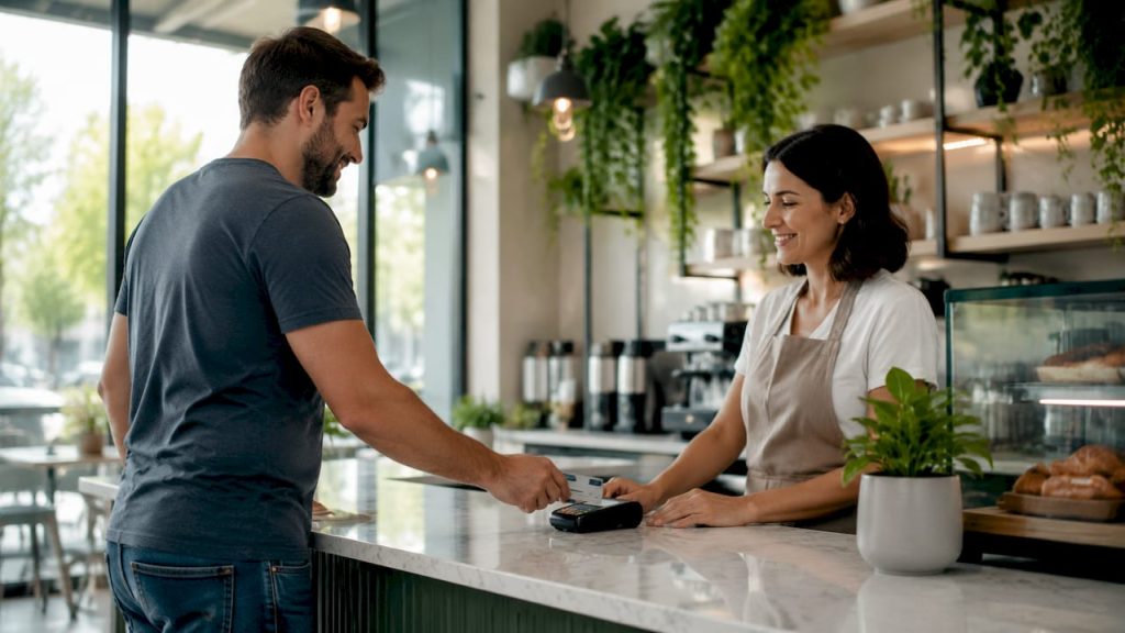 Small retailer processing card payment to enhance sales and customer loyalty