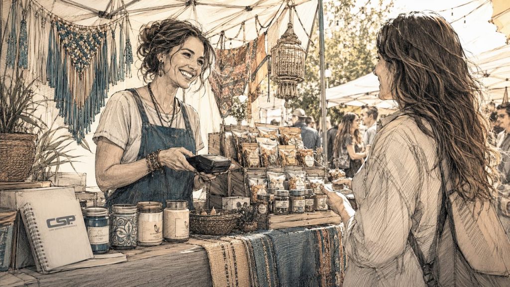 Retail store owner processing payment with merchant services