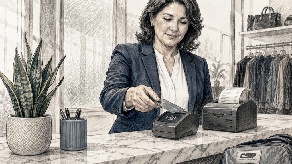 Retail cashier processing card-present payment