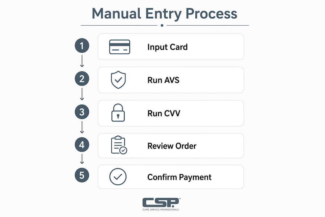 Infographic outlining manual card entry process steps